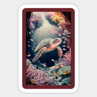 Ocean Life  - Turtle  - Coral Reef Sticker